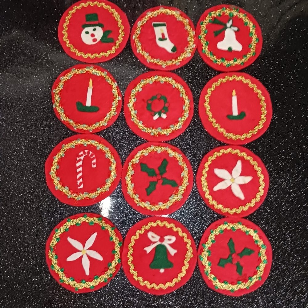 Vintage Handmade Christmas Coasters.